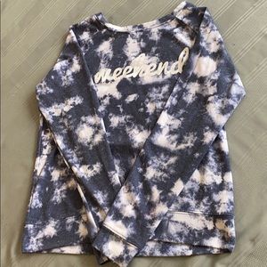 Blue and white tie-dye long-sleeve